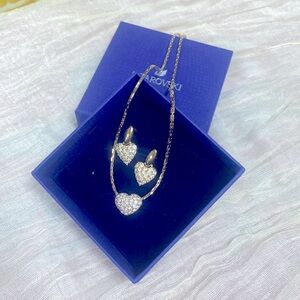 SWAROVSKI Swan Crystal Heart Earrings & Necklace,